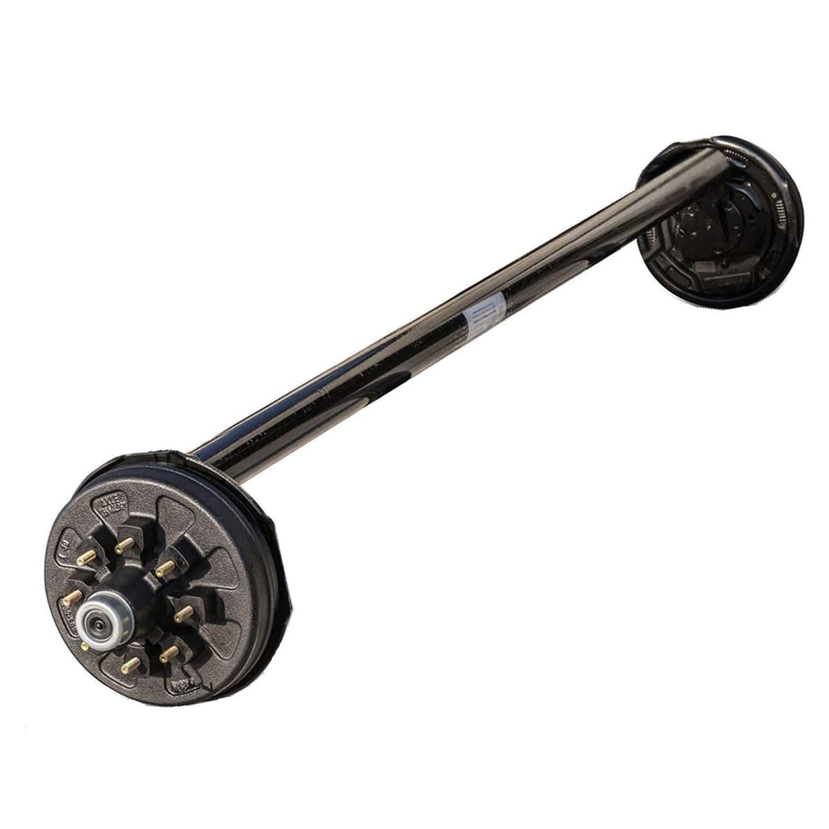 Drop trailer axle with brake assembly for RV and caravan trailer applications